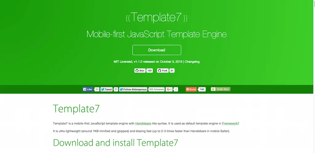 Template7 Mobile premier moteur de template JavaScript