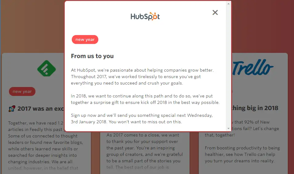 HubSpot a des campagnes de marketing par courrier électronique de vacances