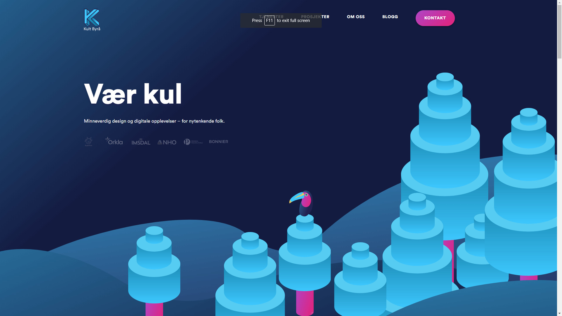 Une page d'accueil de site Web présentant un jeu de couleurs intéressant.