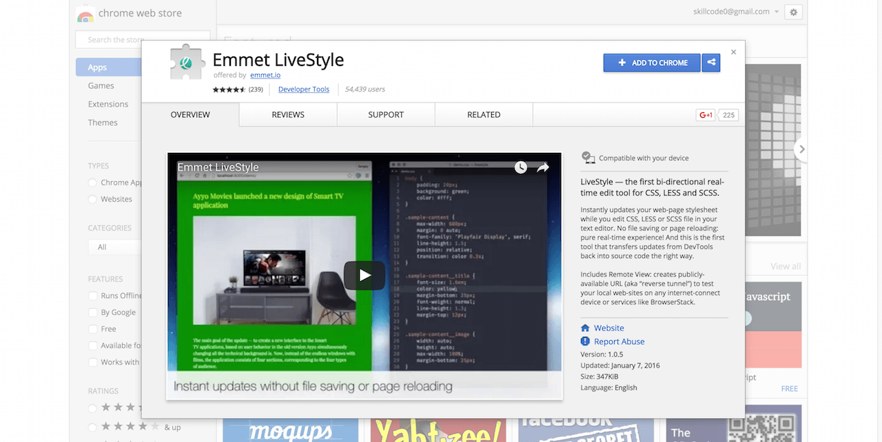 Emmet LiveStyle Chrome Web Store