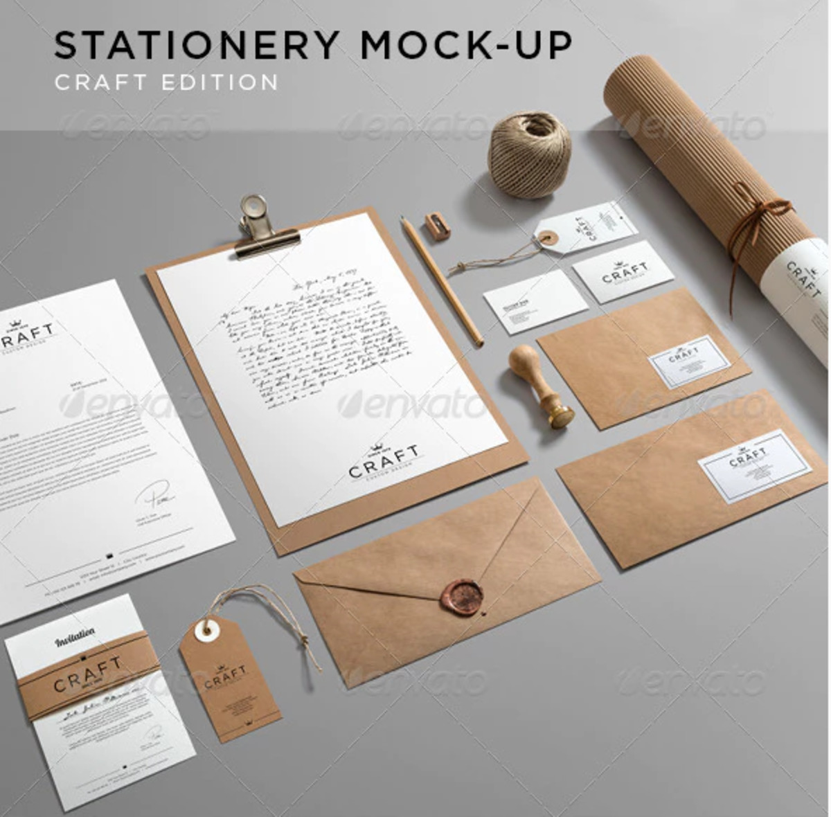 Papeterie Branding PSD Mockup Craft Edition
