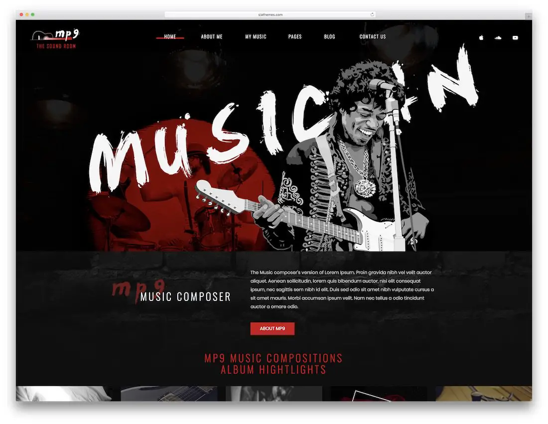modèle de site Web de musique mp9