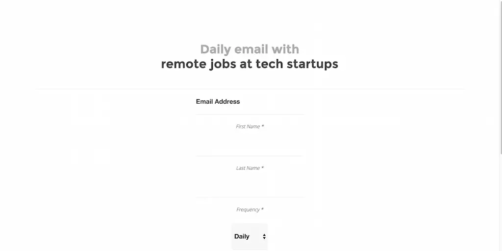 Jobscribe Email quotidien avec des emplois à distance dans les startups technologiques.