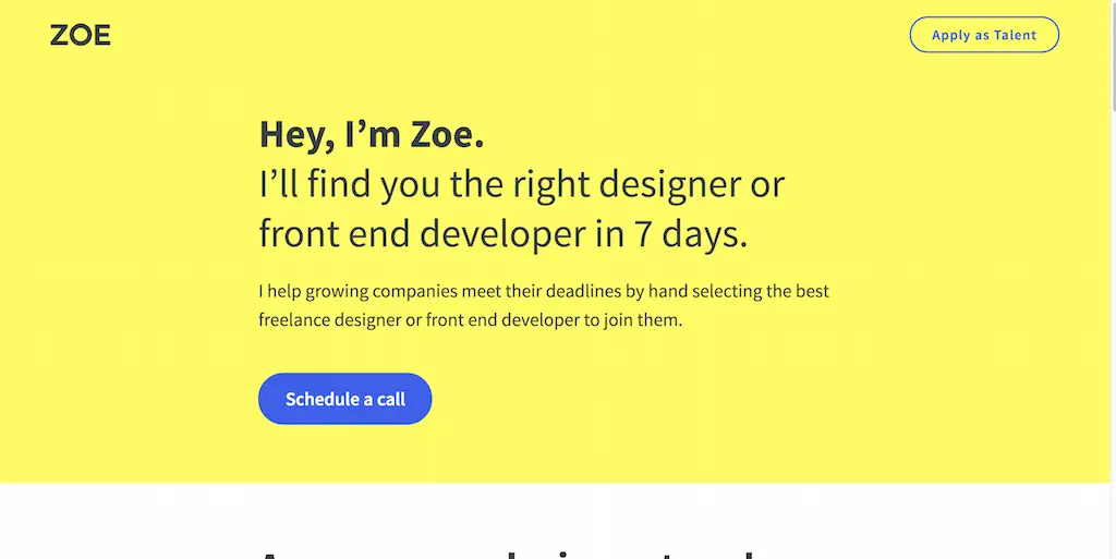 Zoe Embauchez les meilleurs designers indépendants et développeurs front-end