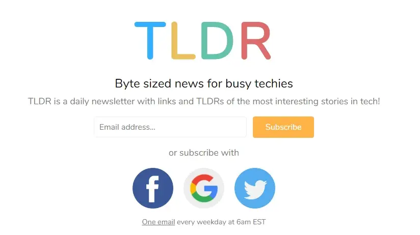 TLDR est l'un des meilleurs bulletins d'information techniques gratuits