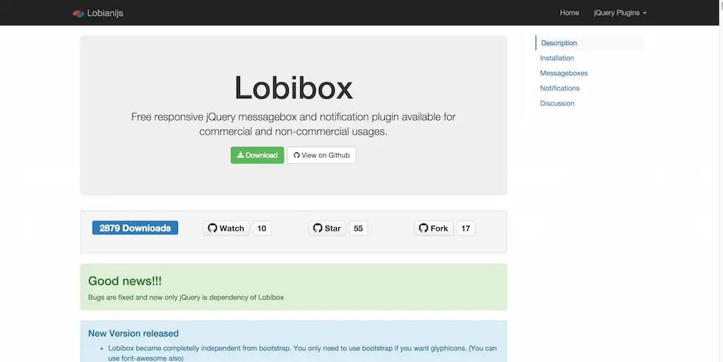 Lobibox Free responsive messagebox et plugin de notification jQuery