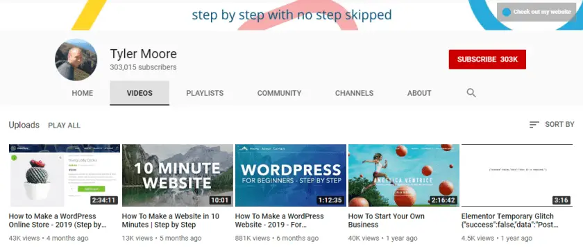 Tyler Moore WordPress YouTube Channel