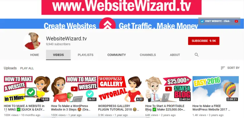 Site YouTube WebsiteWizard.tv