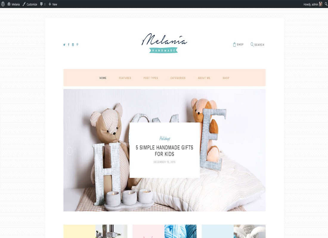 Melania - Thème WordPress pour sites de blog et de boutique