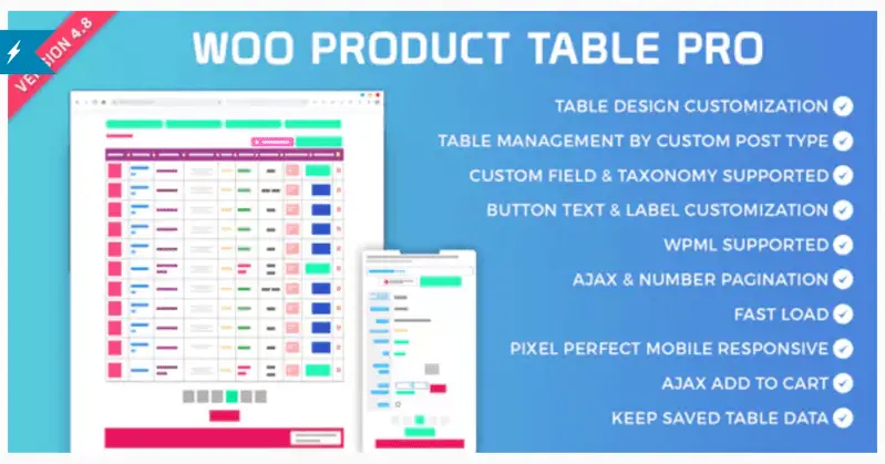Le plugin Woo Product Table Pro.
