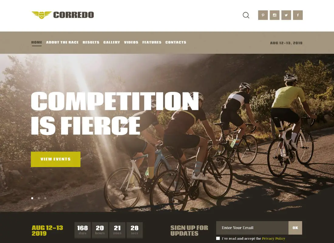 Corredo | Thème WordPress du thème Courses de vélo et événements sportifs