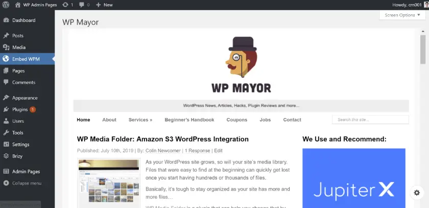 WP Admin Pages pro html