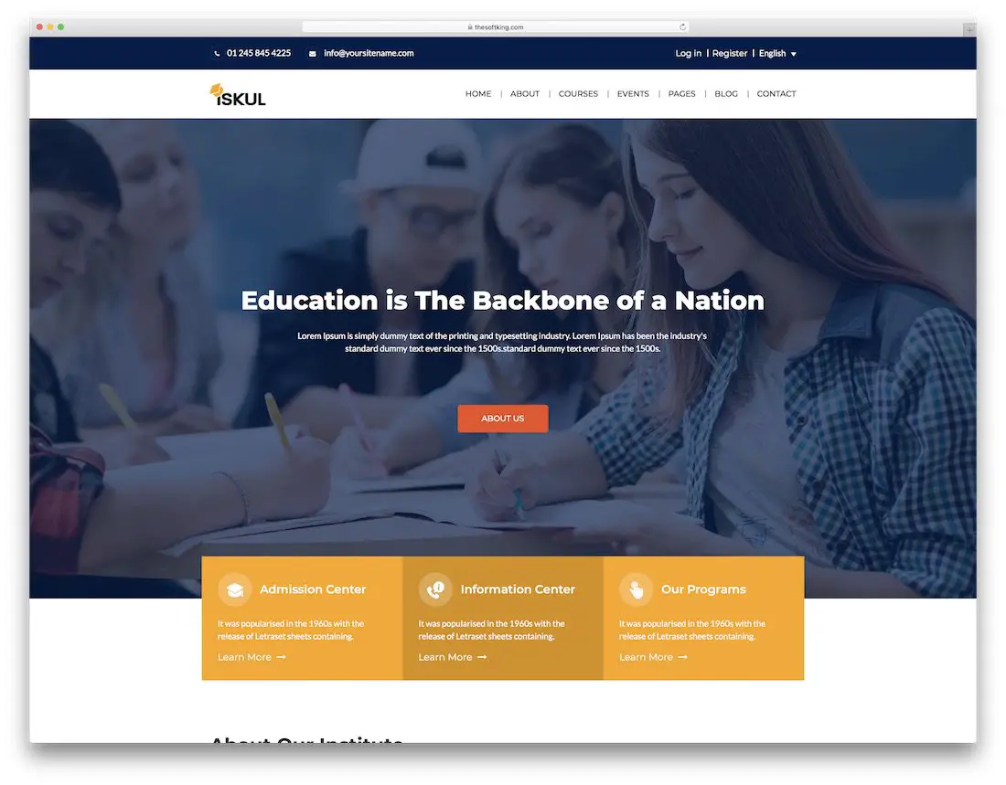 modèle de site Web d'éducation iskul