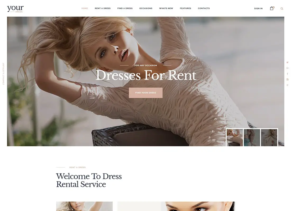 Votre robe - Services de location de vêtements de loyer Thème WordPress