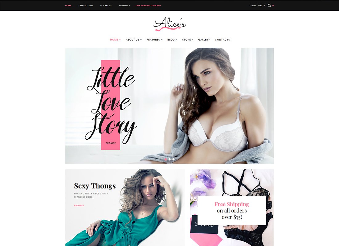 Alice's - Thème WordPress pour boutique de lingerie et de mode