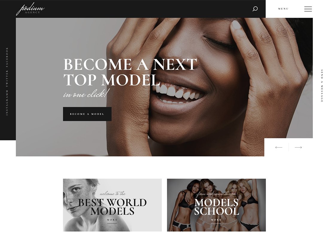 Podium - Thème WordPress pour une agence de mannequins