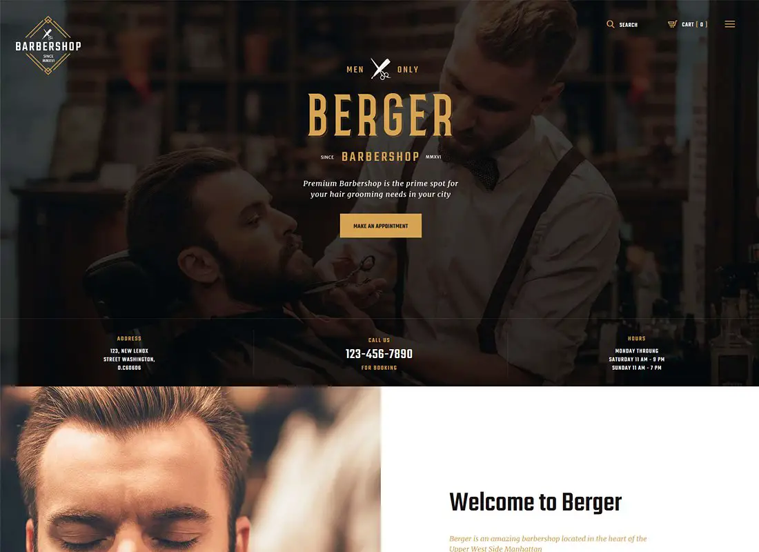 Berger - Thème WordPress - Salon de coiffure et tatouage