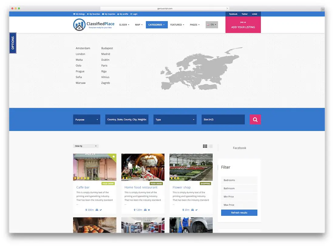 classified place directory website template