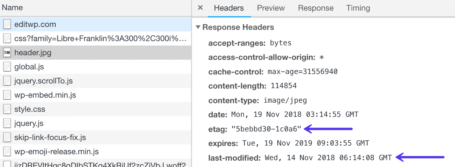 Last-modified and ETag HTTP headers" width="1570" height="576" srcset="http://webypress.fr/wp-content/uploads/2019/08/1566286026_839_Comment-accelerer-votre-site-WordPress-Guide-Ultimate-2019.png 1570w, https://kinsta.com/wp-content/uploads/2018/11/validate-cache-http-headers-300x110.png 300w, https://kinsta.com/wp-content/uploads/2018/11/validate-cache-http-headers-768x282.png 768w, https://kinsta.com/wp-content/uploads/2018/11/validate-cache-http-headers-1024x376.png 1024w, https://kinsta.com/wp-content/uploads/2018/11/validate-cache-http-headers-610x224.png 610w" sizes="(max-width: 1570px) 100vw, 1570px