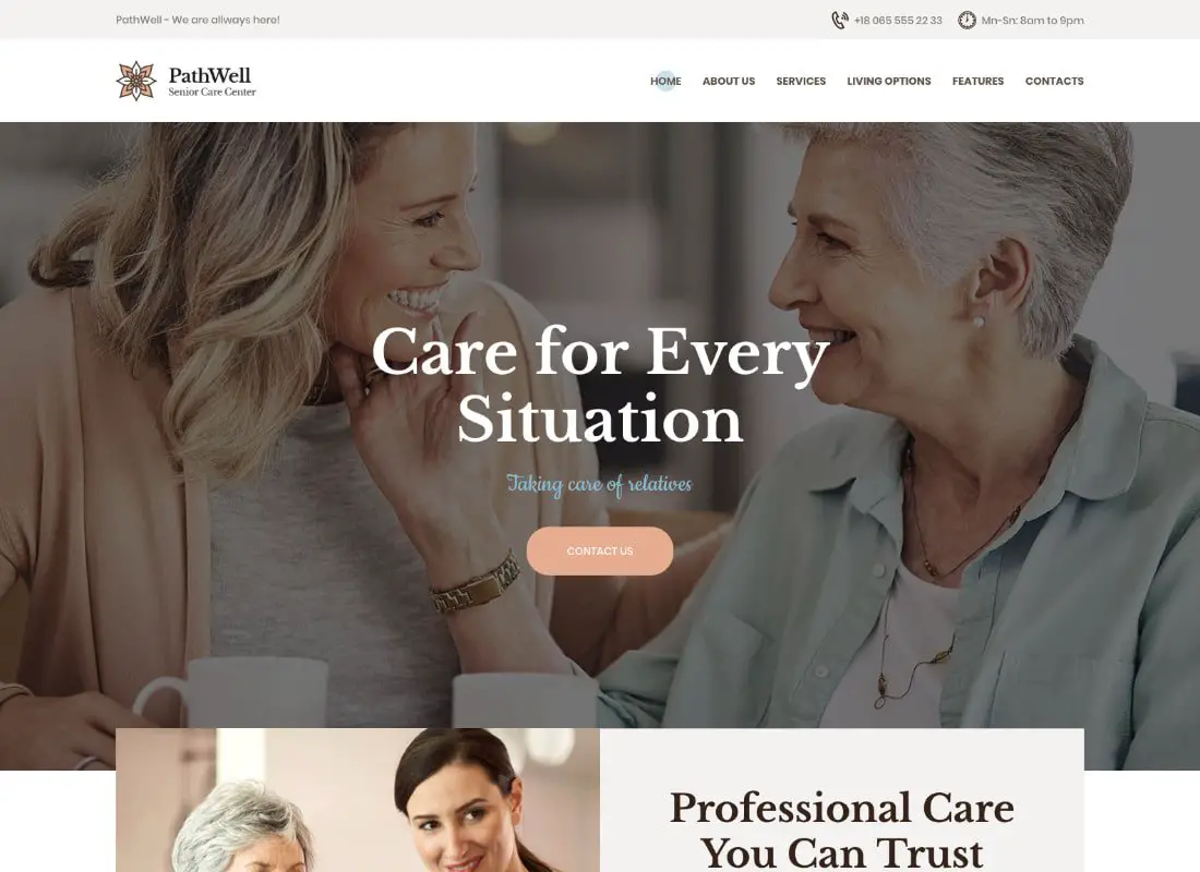 PathWell | Thème WordPress pour un hôpital pour personnes âgées