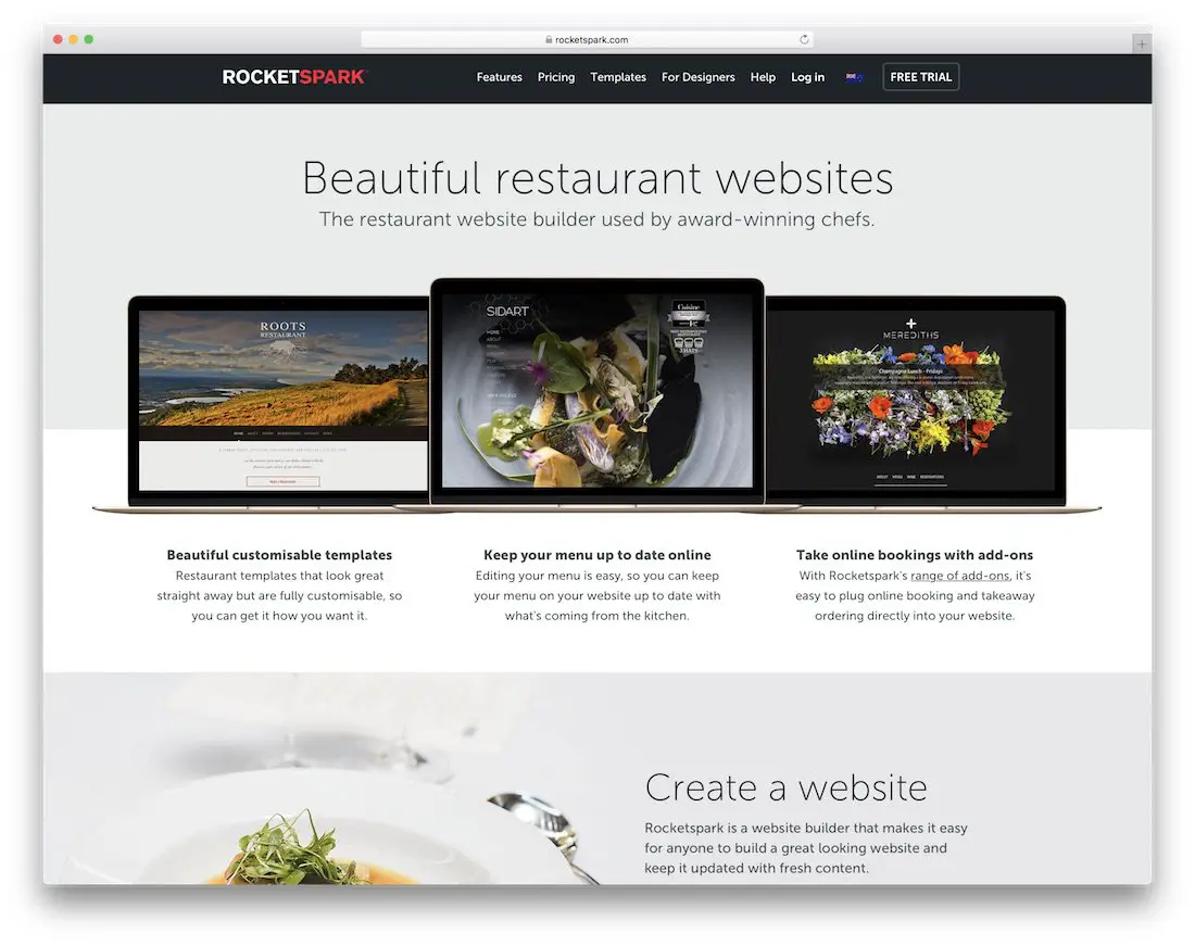 constructeur de site web de restaurant rocketspark