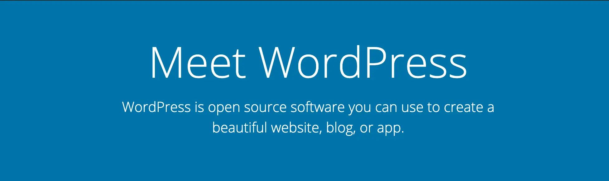 La page d'accueil WordPress.