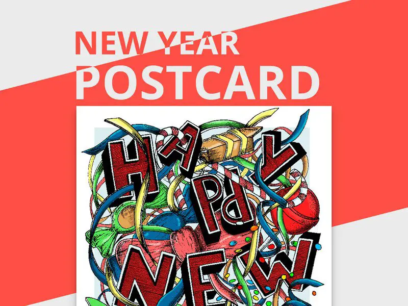 nouvel an carte postale freebie