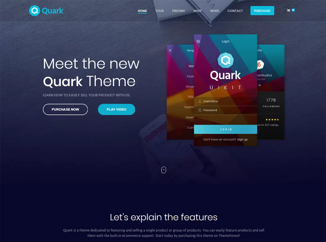 Quark - Thème WordPress pour produit unique