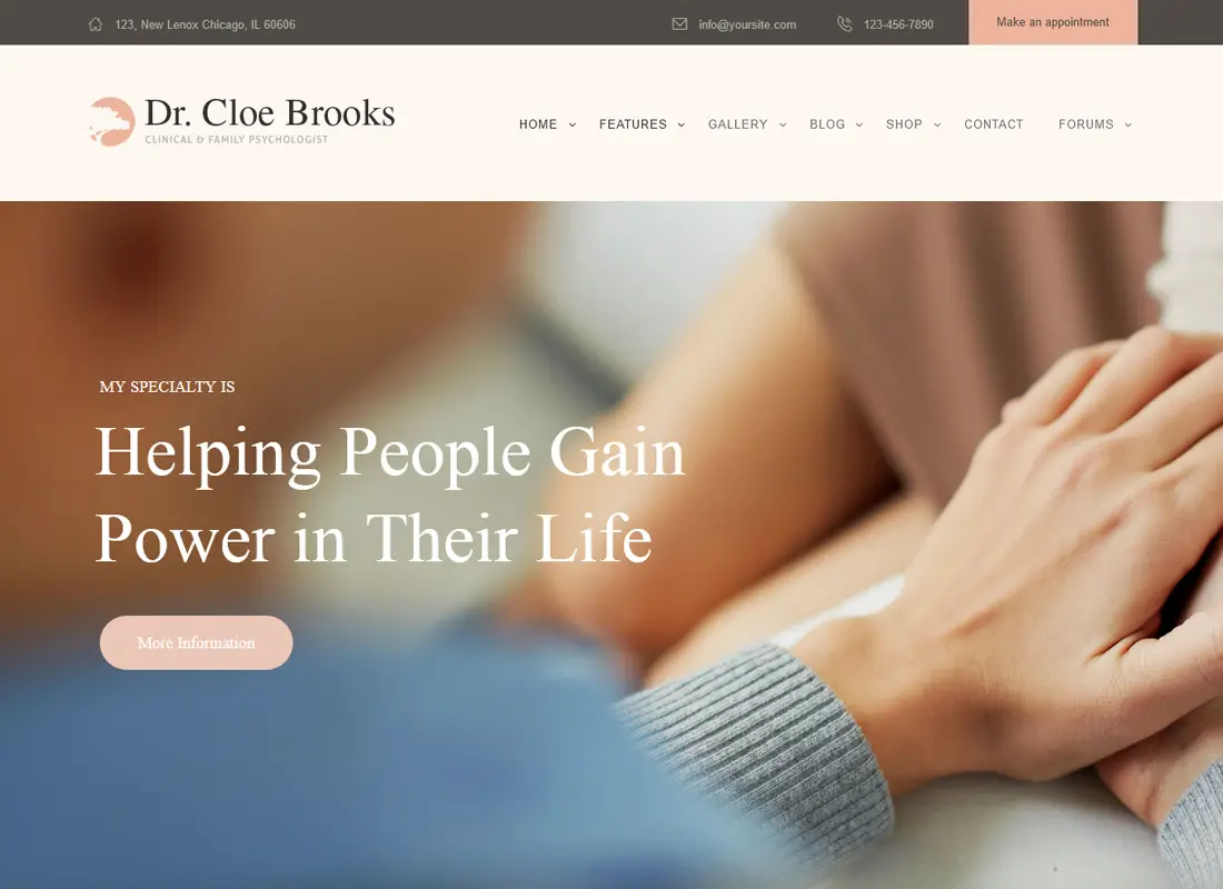 Dr.Cloe Brooks | Modèle de site de psychologie, de counseling et médical
