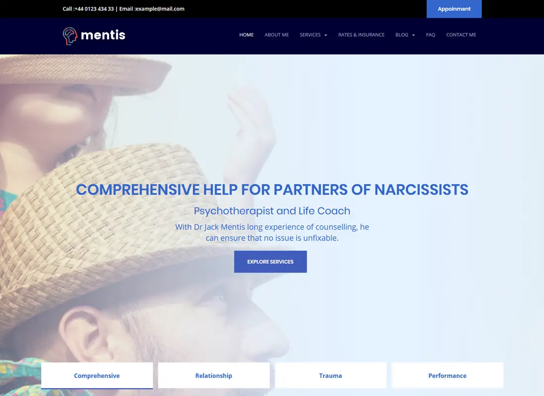 Mentis | Thème WordPress pour thérapeutes, psychiatres et coachs de vie