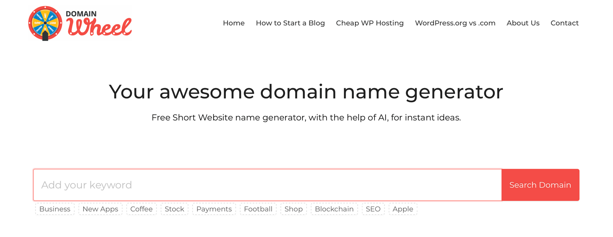 Le site Web Domain Wheel.