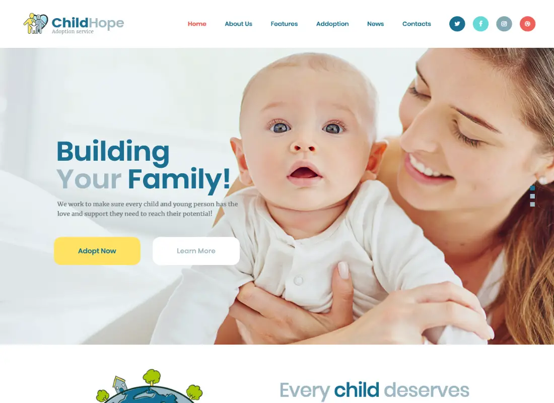 ChildHope | Thème WordPress pour services d'adoption et charité