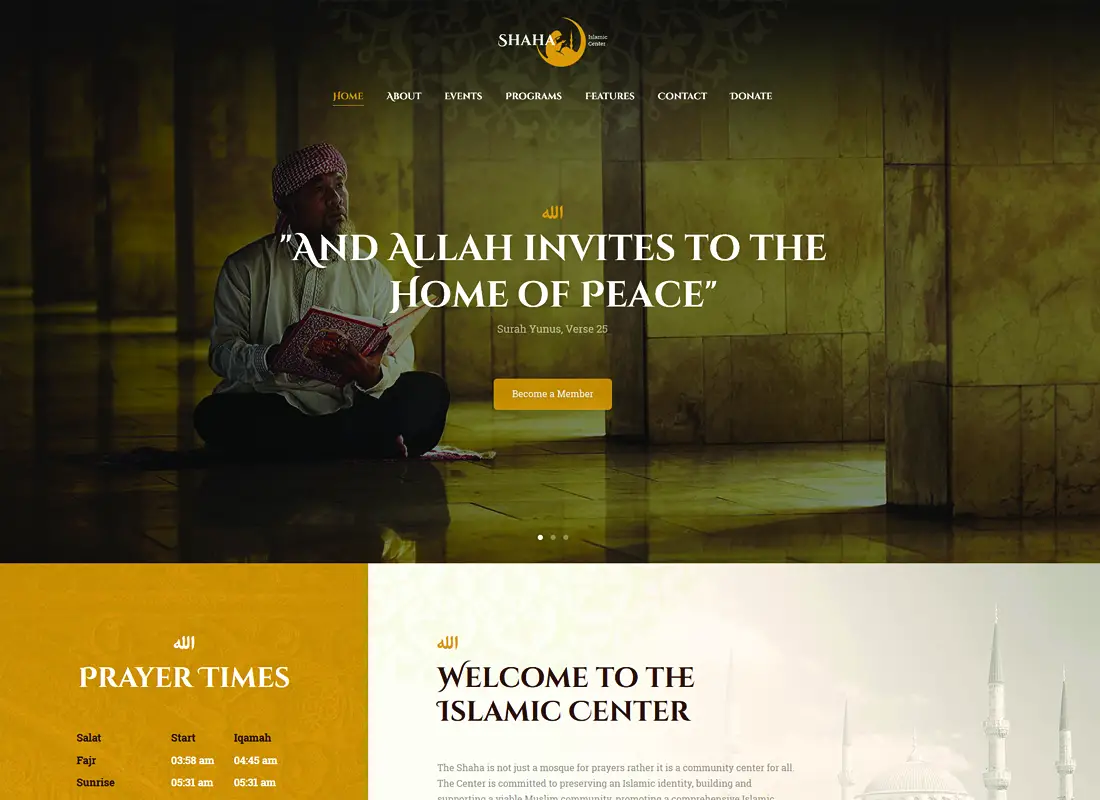 Shaha - Thème WordPress du Centre islamique + RTL