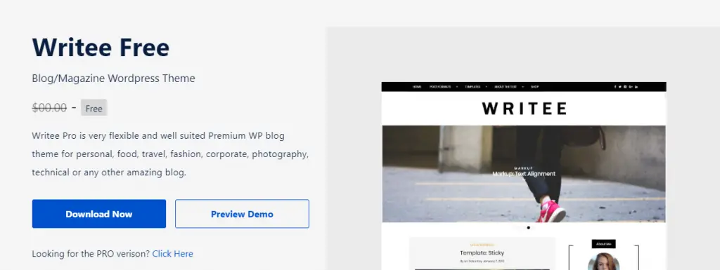 Thèmes WordPress Blog gratuits "width =" 640 "height =" 241 "srcset =" http://webypress.fr/wp-content/uploads/2019/09/1569576961_487_30-themes-de-blog-WordPress-gratuits.png 1024w, https: / /cdn.learnwoo.com/wp-content/uploads/2019/09/Writee-Free-300x113.png 300w, https://cdn.learnwoo.com/wp-content/uploads/2019/09/Writee-Free- 768x289.png 768w, https://cdn.learnwoo.com/wp-content/uploads/2019/09/Writee-Free-696x262.png 696w, https://cdn.learnwoo.com/wp-content/uploads/ 2019/09 / Writee-Free-1068x401.png 1068w, https://cdn.learnwoo.com/wp-content/uploads/2019/09/Writee-Free-1117x420.png 1117w, https: //cdn.learnwoo. com / wp-content / uploads / 2019/09 / Writee-Free.png 1253w "tailles =" (largeur maximale: 640px) 100vw, 640px