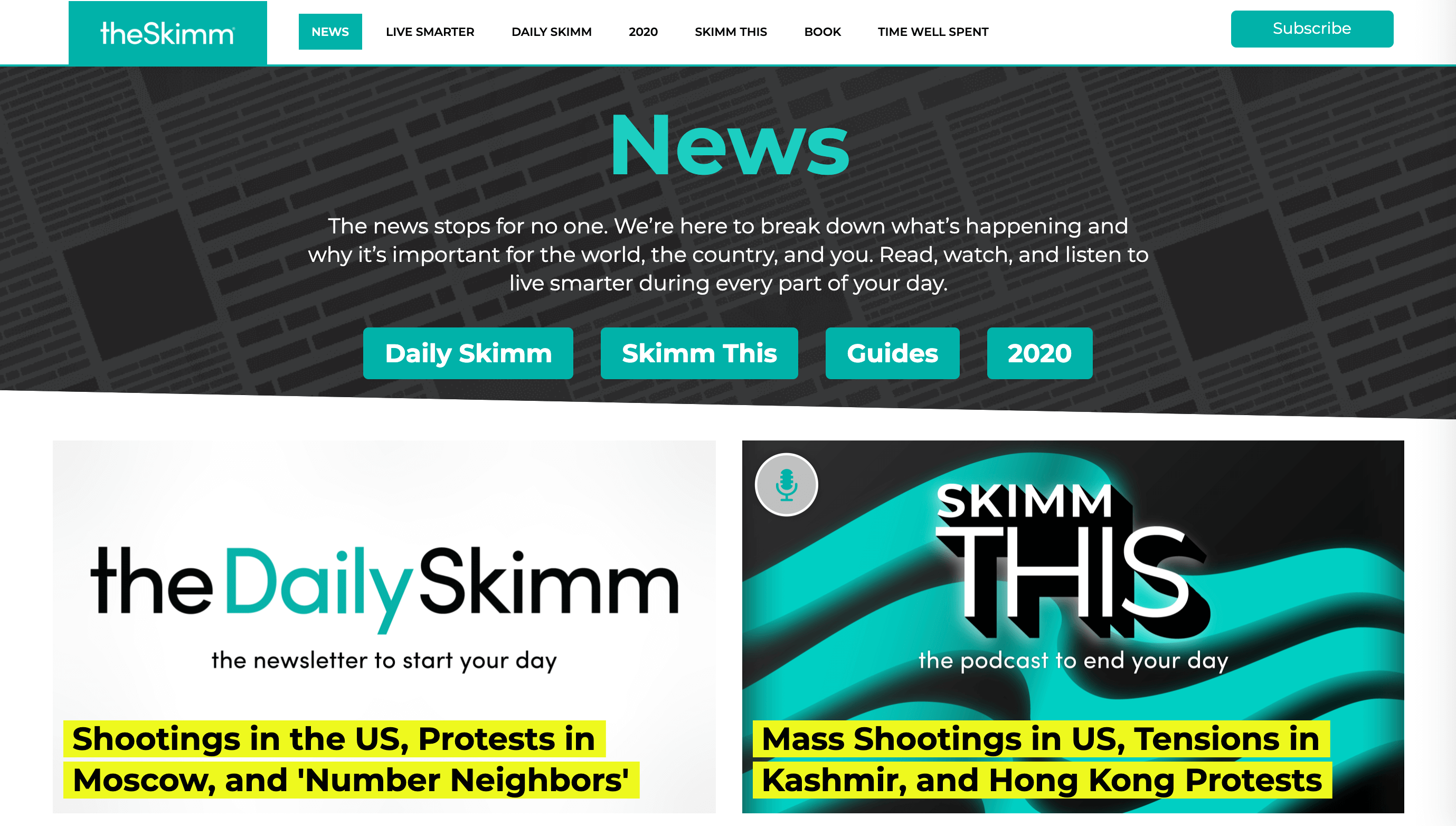 Le site de conservation de contenu d'actualités Skimm.