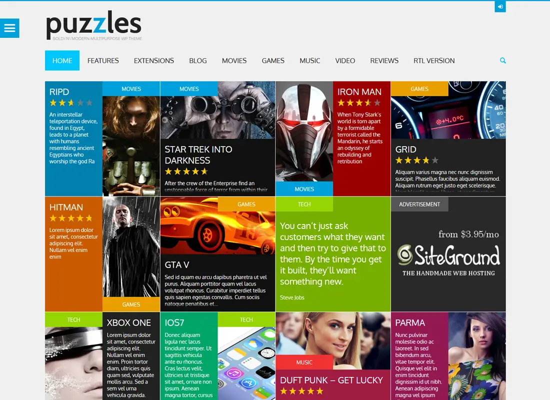 Puzzles | WP Magazine / Review avec Store Thème WordPress + RTL