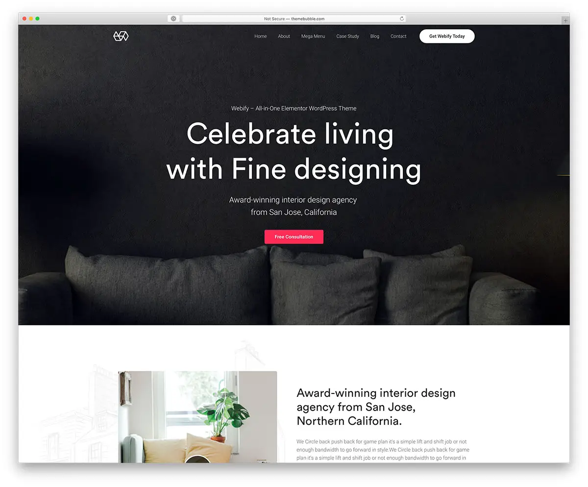 Webify - conception de site web de design d'intérieur plein écran