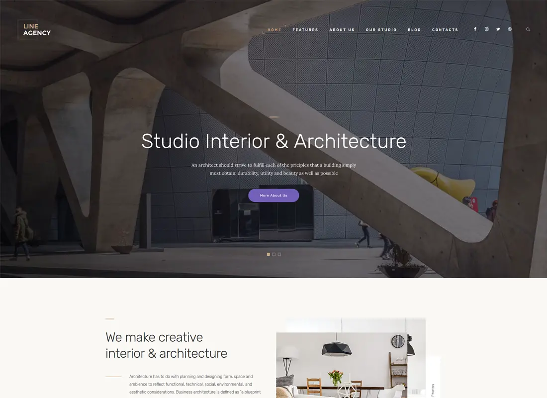 Agence de ligne | Thème WordPress pour design d'intérieur et architecture