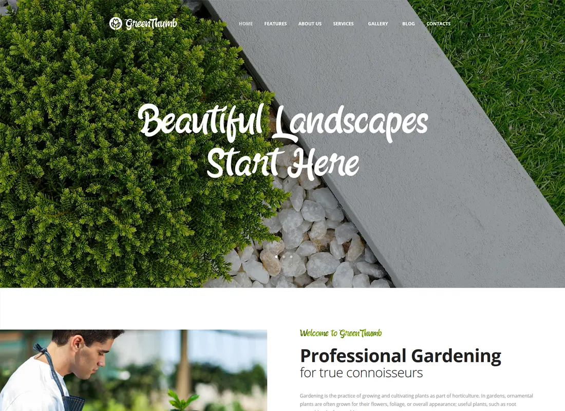 Pouce vert | Thème WordPress pour le jardinage et l'aménagement paysager