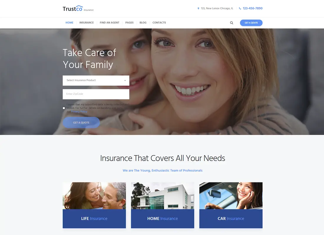 TrustCo | Agence d'assurances et thème WordPress pour les entreprises