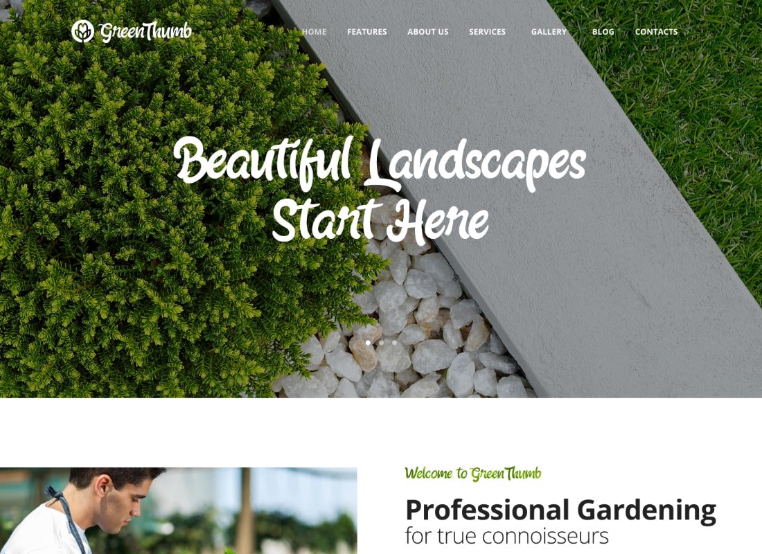 Pouce vert | Thème WordPress pour services de jardinage et d'aménagement paysager