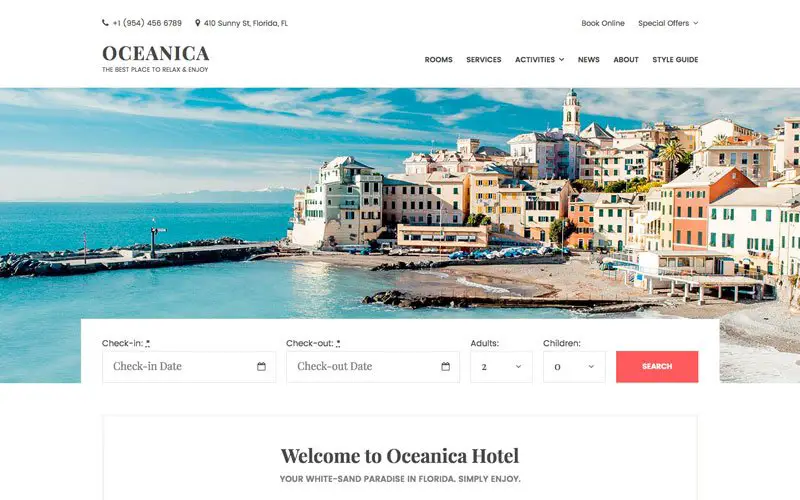 Oceanica - Thème WordPress pour réservation d'hôtel