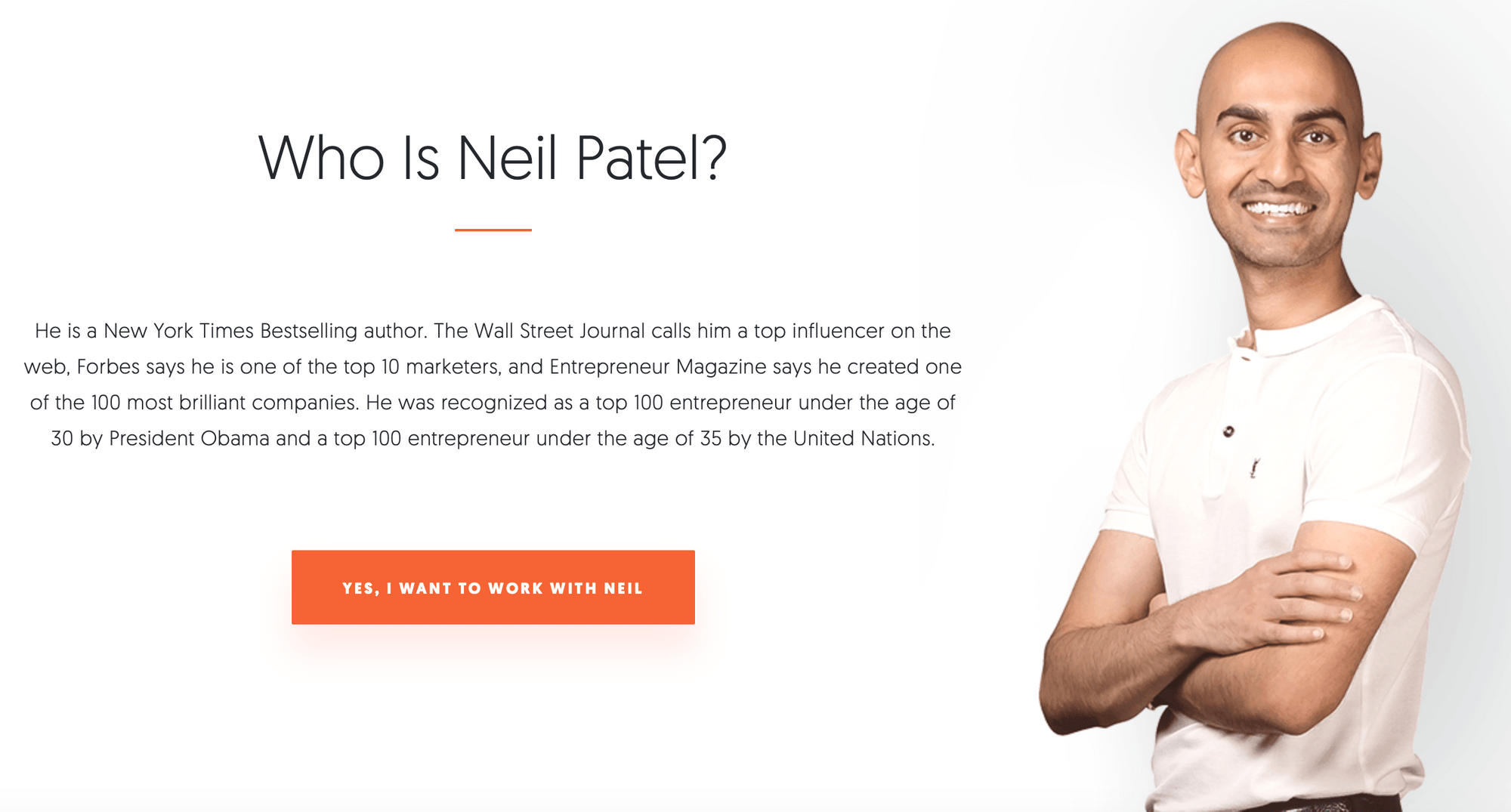 Une image de Neil Patel à partir de sa page d'accueil.