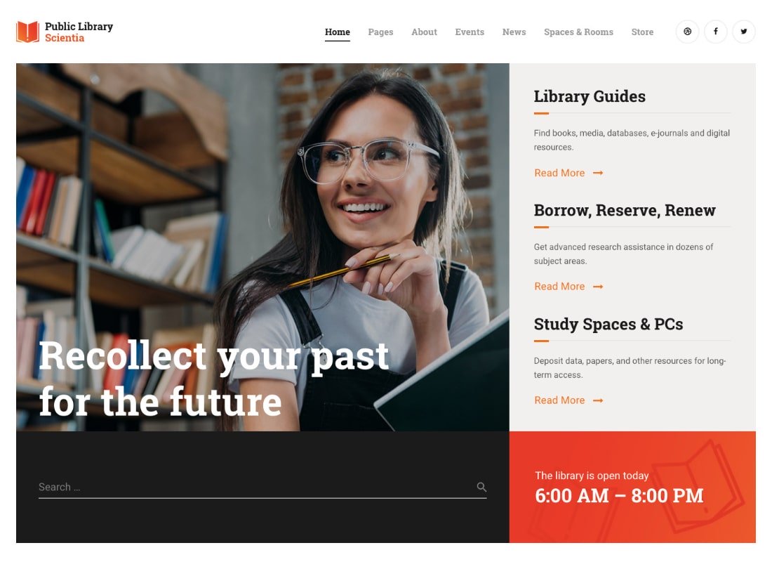 Scientia | Thème WordPress pour bibliothèques publiques et librairies éducatives