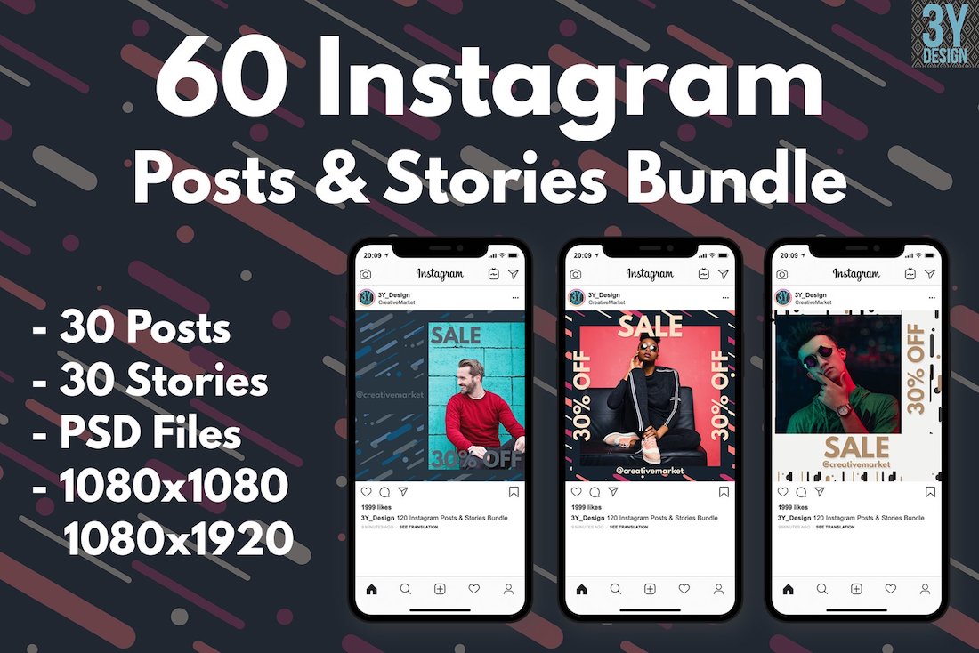 60 postages Instagram lot d'histoires