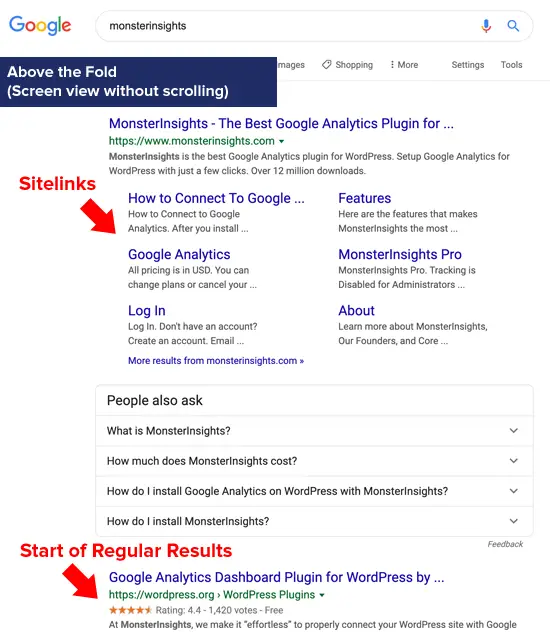 Google Sitelinks Above the Fold (immobilier numérique)