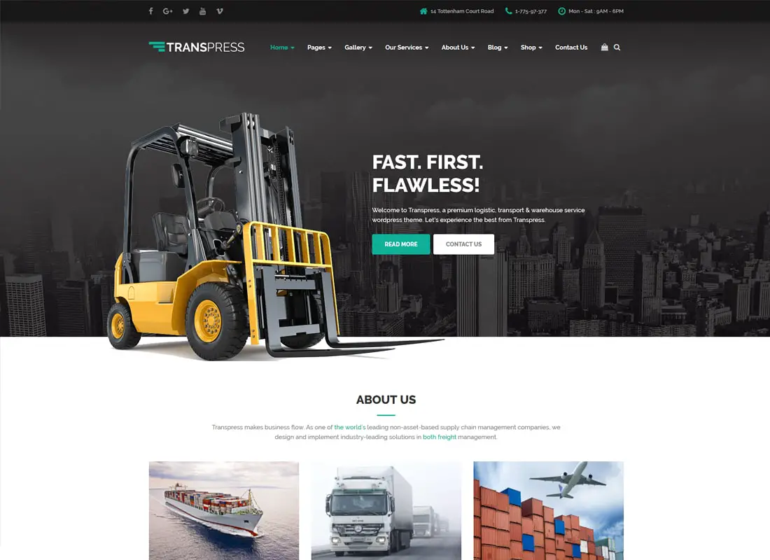 Transpress | Thème WordPress Transport, Logistique et Entrepôt