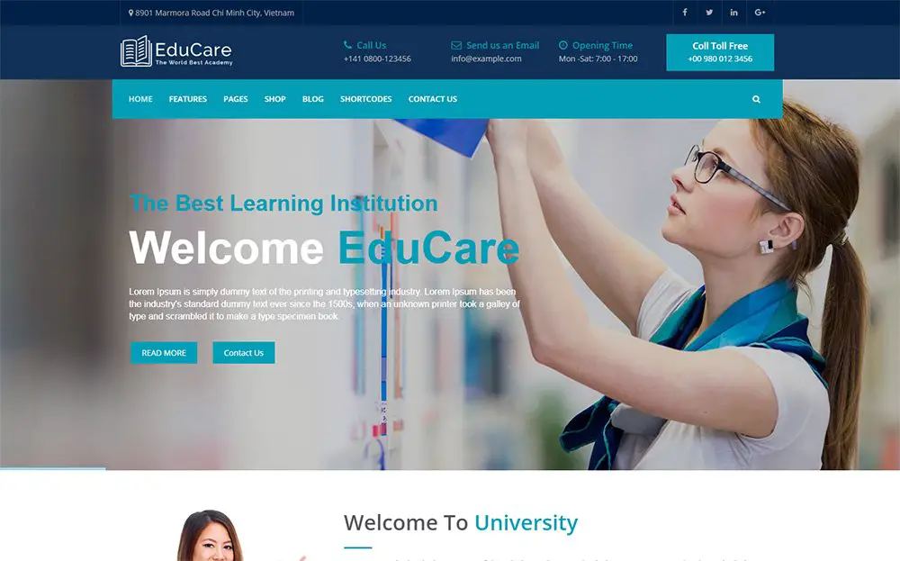 EduCare - Modèle de site Web d'éducation avec RTL Ready