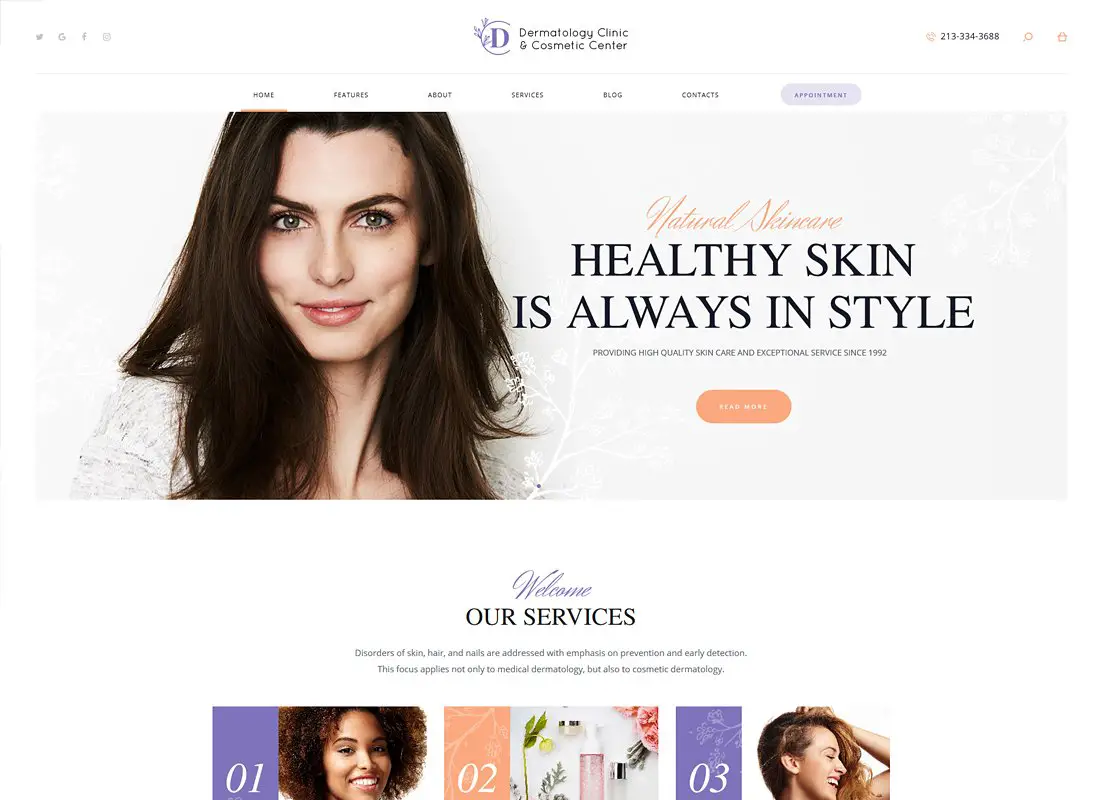 D&C | Thème WordPress pour centre de dermatologie et centre de cosmétologie