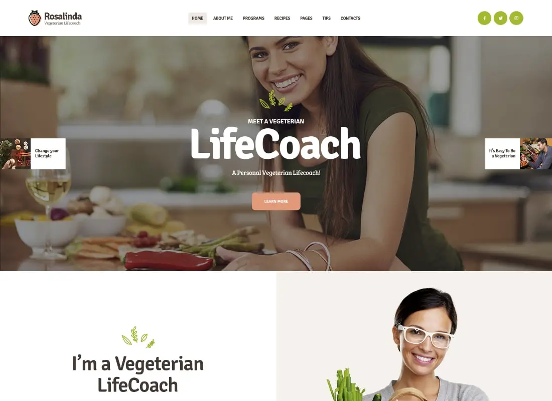 Rosalinda | Thème WordPress pour le coach de santé et le mode de vie végétarien